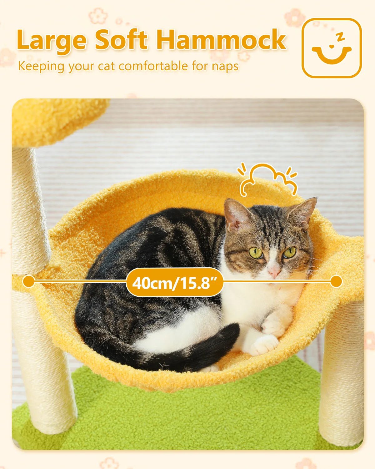 Flower Cat Tree with Sisal Scratching Post Large Hammock Soft Top Perch Small Cat Tower for Indoor Cute Cat Scratcher Kitten Toy - H. home supplies