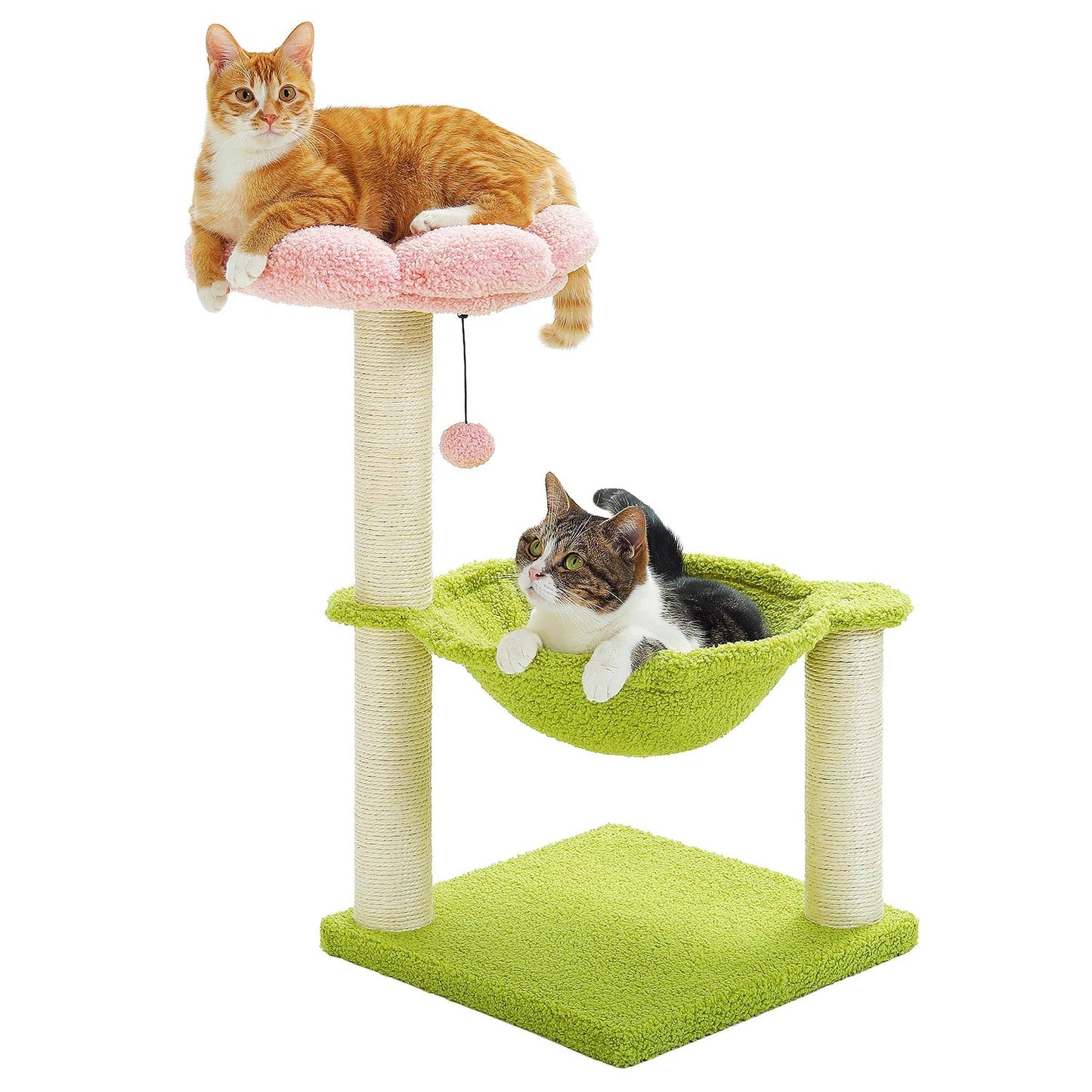 Flower Cat Tree with Sisal Scratching Post Large Hammock Soft Top Perch Small Cat Tower for Indoor Cute Cat Scratcher Kitten Toy - H. home supplies