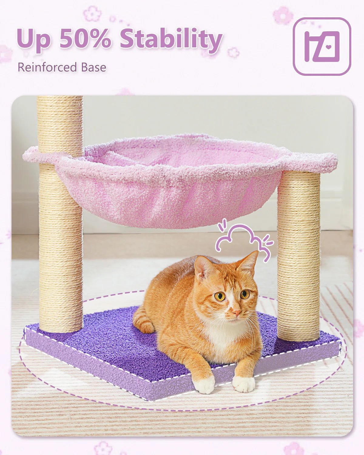 Flower Cat Tree with Sisal Scratching Post Large Hammock Soft Top Perch Small Cat Tower for Indoor Cute Cat Scratcher Kitten Toy - H. home supplies