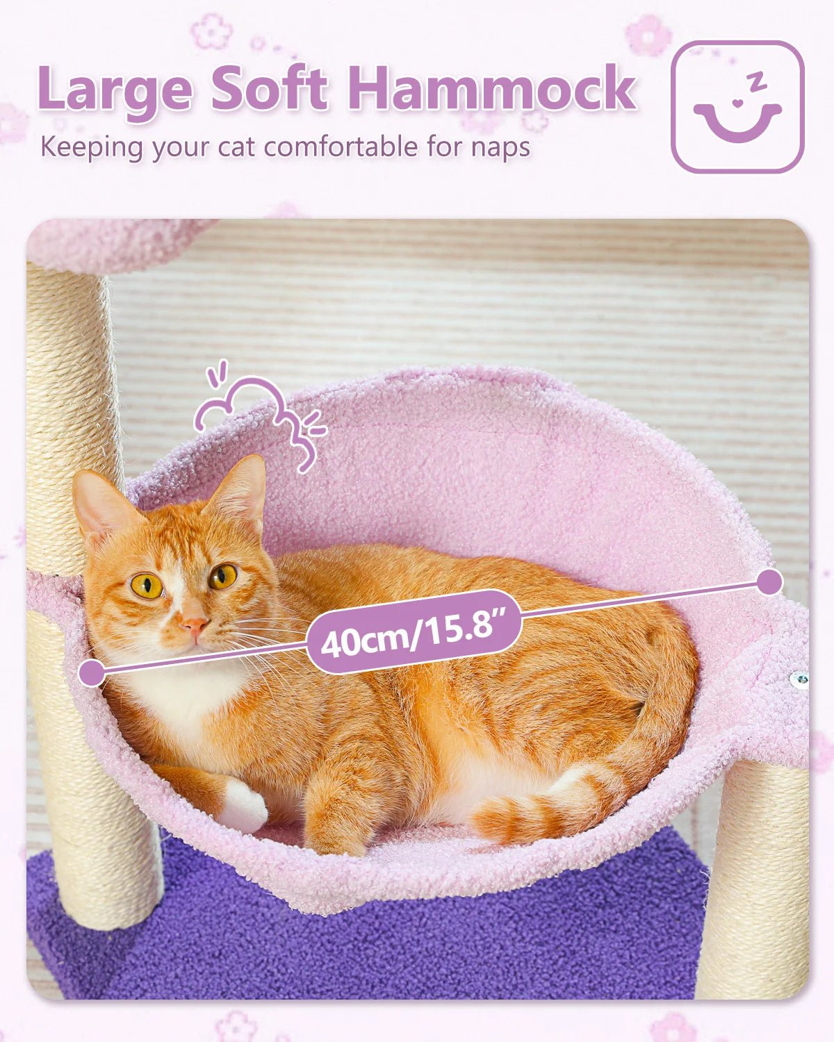 Flower Cat Tree with Sisal Scratching Post Large Hammock Soft Top Perch Small Cat Tower for Indoor Cute Cat Scratcher Kitten Toy - H. home supplies