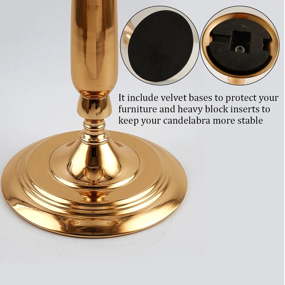 Gold Crystal Candle Holders for Wedding Party Home Decoration Centerpieces, Halloween Christmas Room Decor 5 Arms Candlestick - H. home supplies