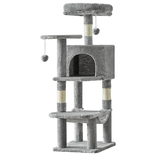 JHK 44in Tall Multi - Cat Climbing Cat Tree Tower for Pet Furniture Natural Sisal Scratching Posts Stable Pet House for Indoor Cat - H. home supplies