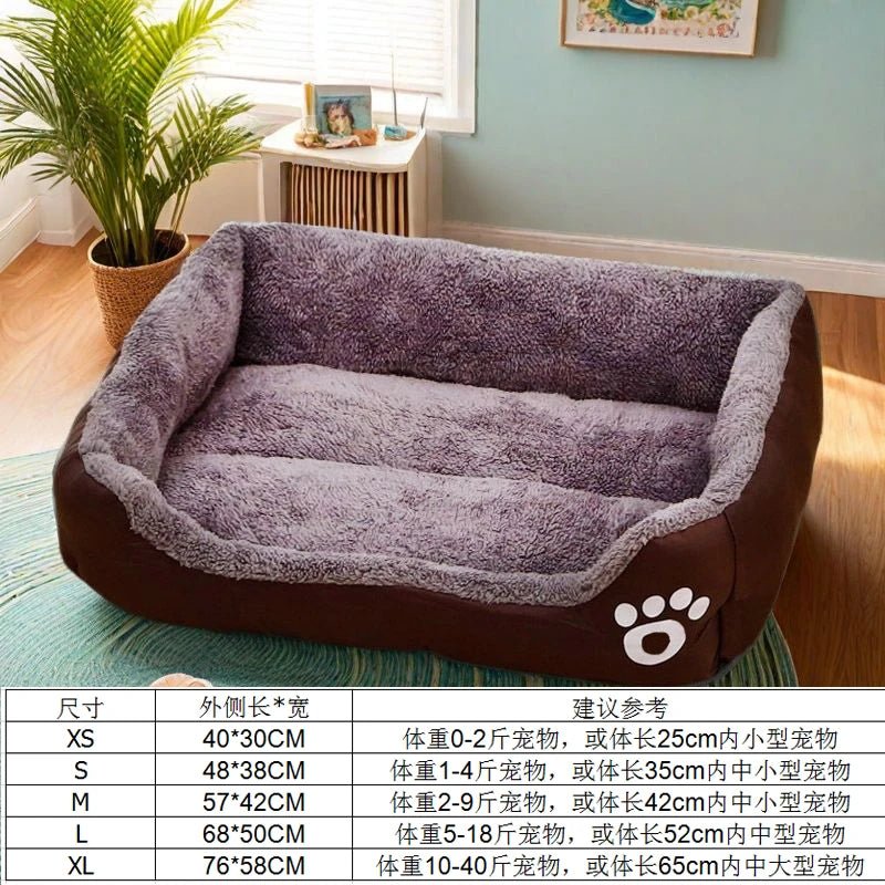 Large Pet House Dog Bed Cat Mat Long Plush Deep Sleeping Warm Soft Small Dog Cushion Calm Beds for Puppy Chihuahua - H. home supplies