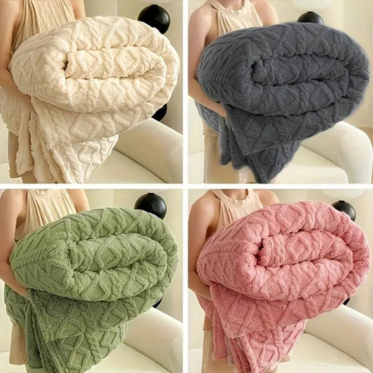 ltra - Soft 3D Plush 1pc Luxurious Fleece Blanket - Dense Weave for Exceptional Warmth, Cozy Flannel Throw - H. home supplies