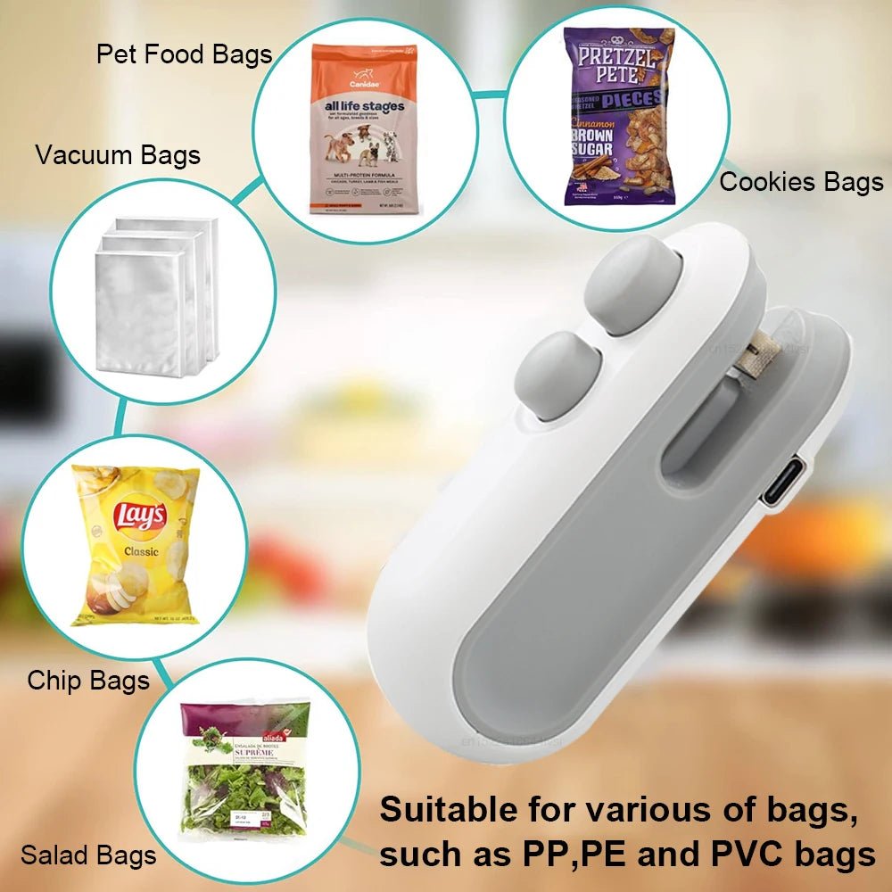 Mini Heat Bag Sealing Machine Plastic Bag Sealer Portable Thermal Plastic Bag Sealants Handheld Plastic Bags Sealing Machine - H. home supplies