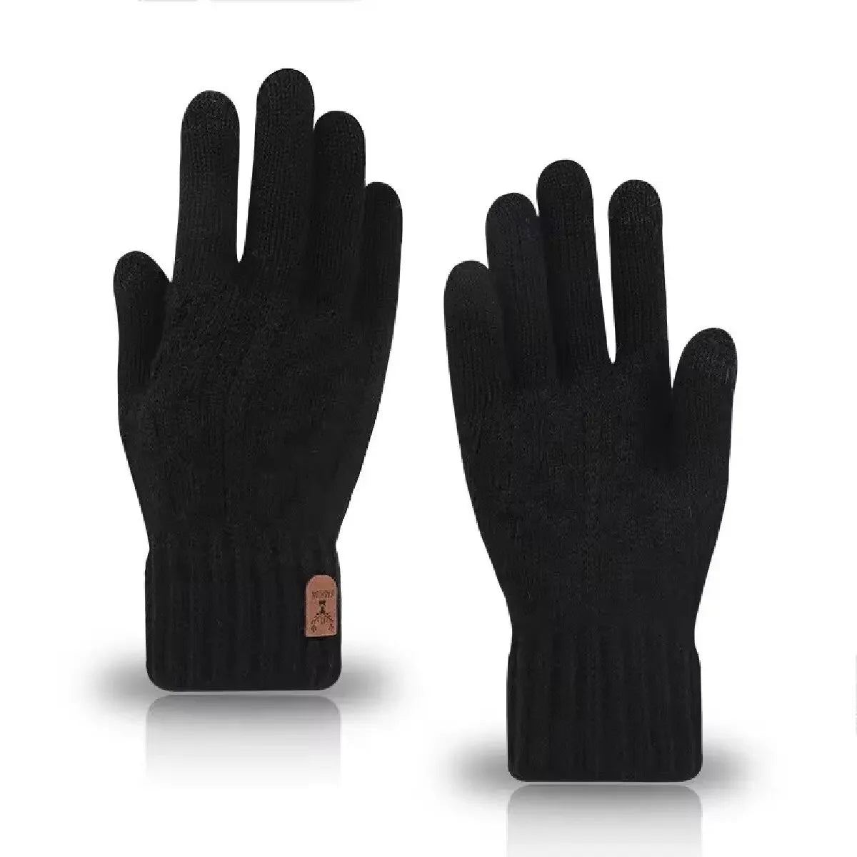 New men's warm gloves for winter touch screen plus velvet thickened cold - proof and warm wool knitted gloves - H. home supplies