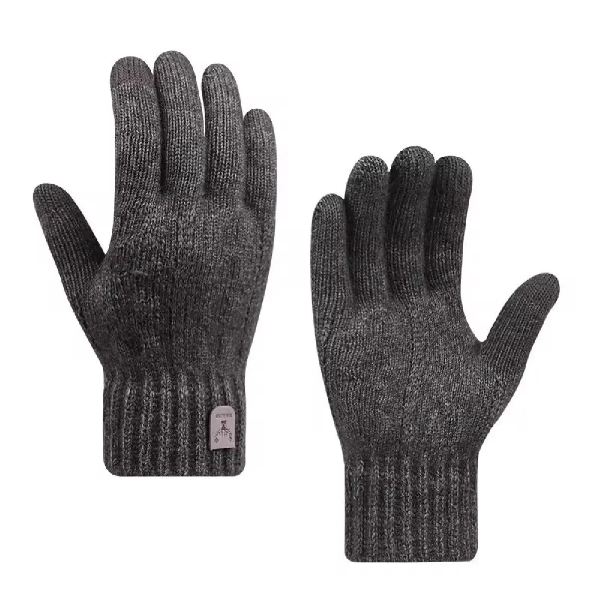 New men's warm gloves for winter touch screen plus velvet thickened cold - proof and warm wool knitted gloves - H. home supplies