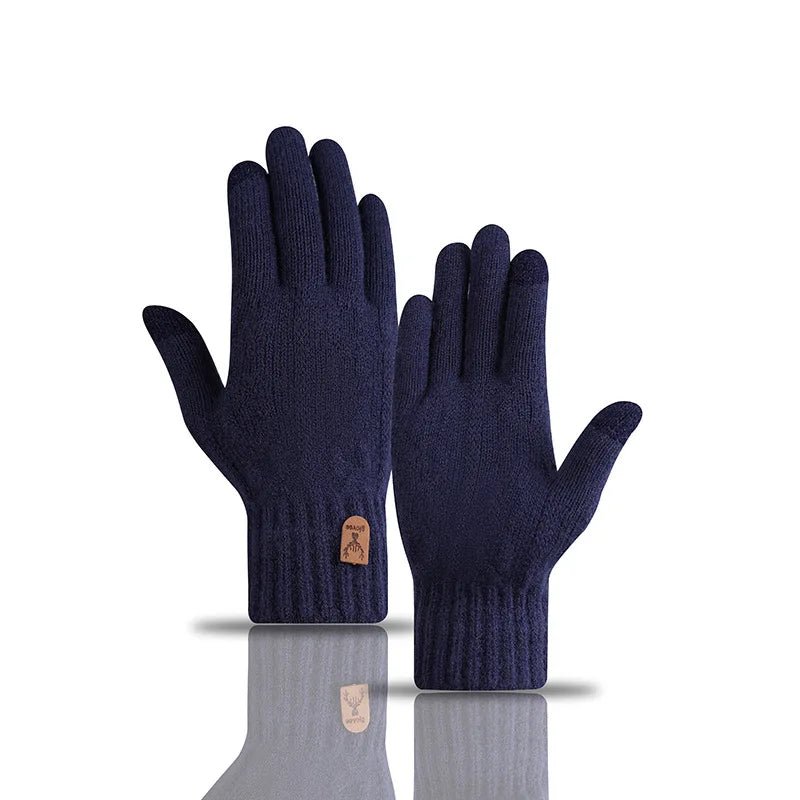 New men's warm gloves for winter touch screen plus velvet thickened cold - proof and warm wool knitted gloves - H. home supplies