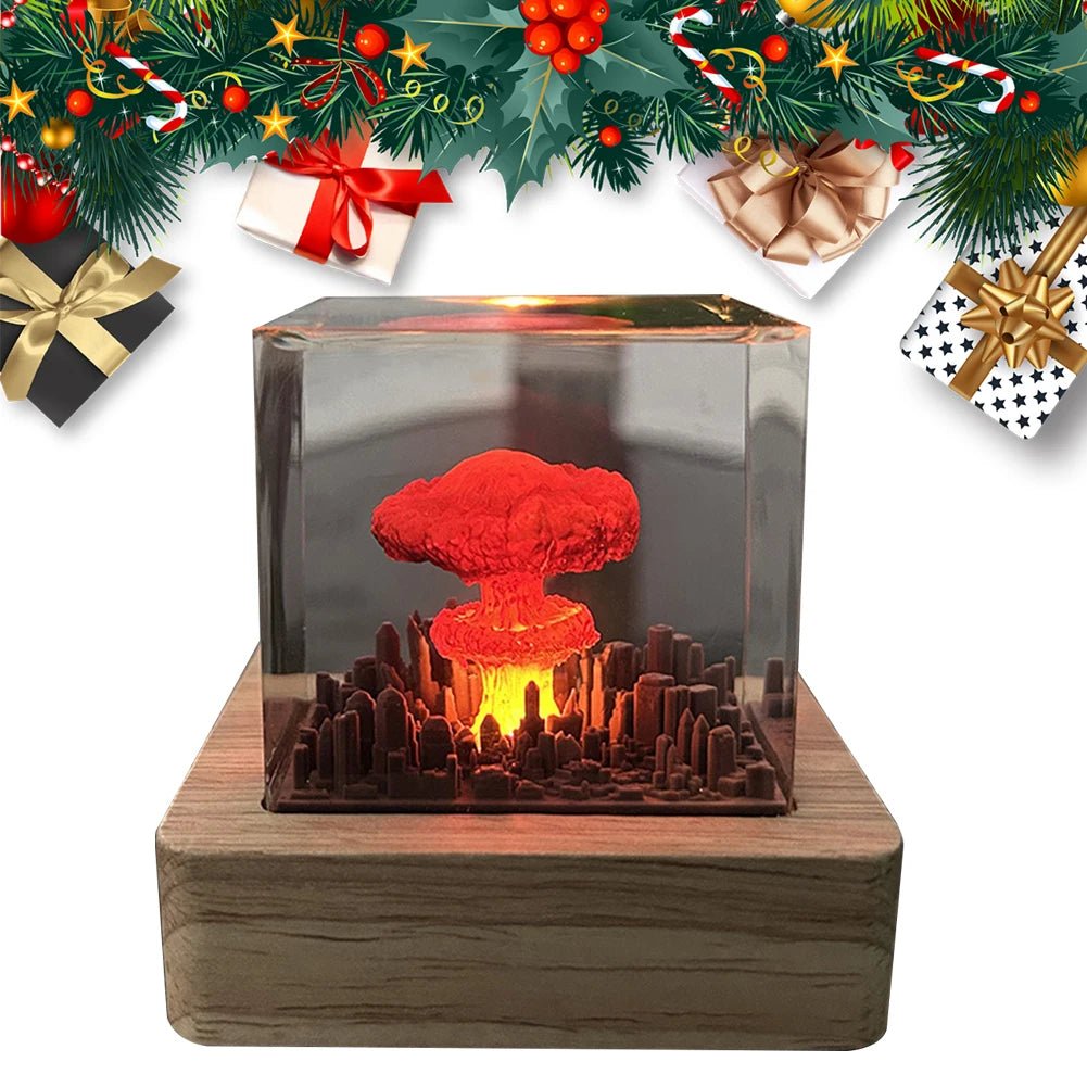 Nuclear Explosion Mushroom Cloud Lamp Resin USB Charging Nuclear Bomb Model Atmosphere Lamp for Home Living Room Decor - H. home supplies