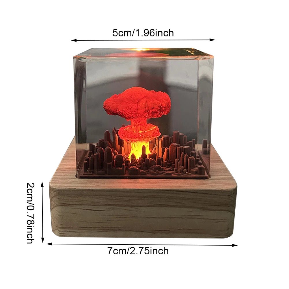 Nuclear Explosion Mushroom Cloud Lamp Resin USB Charging Nuclear Bomb Model Atmosphere Lamp for Home Living Room Decor - H. home supplies
