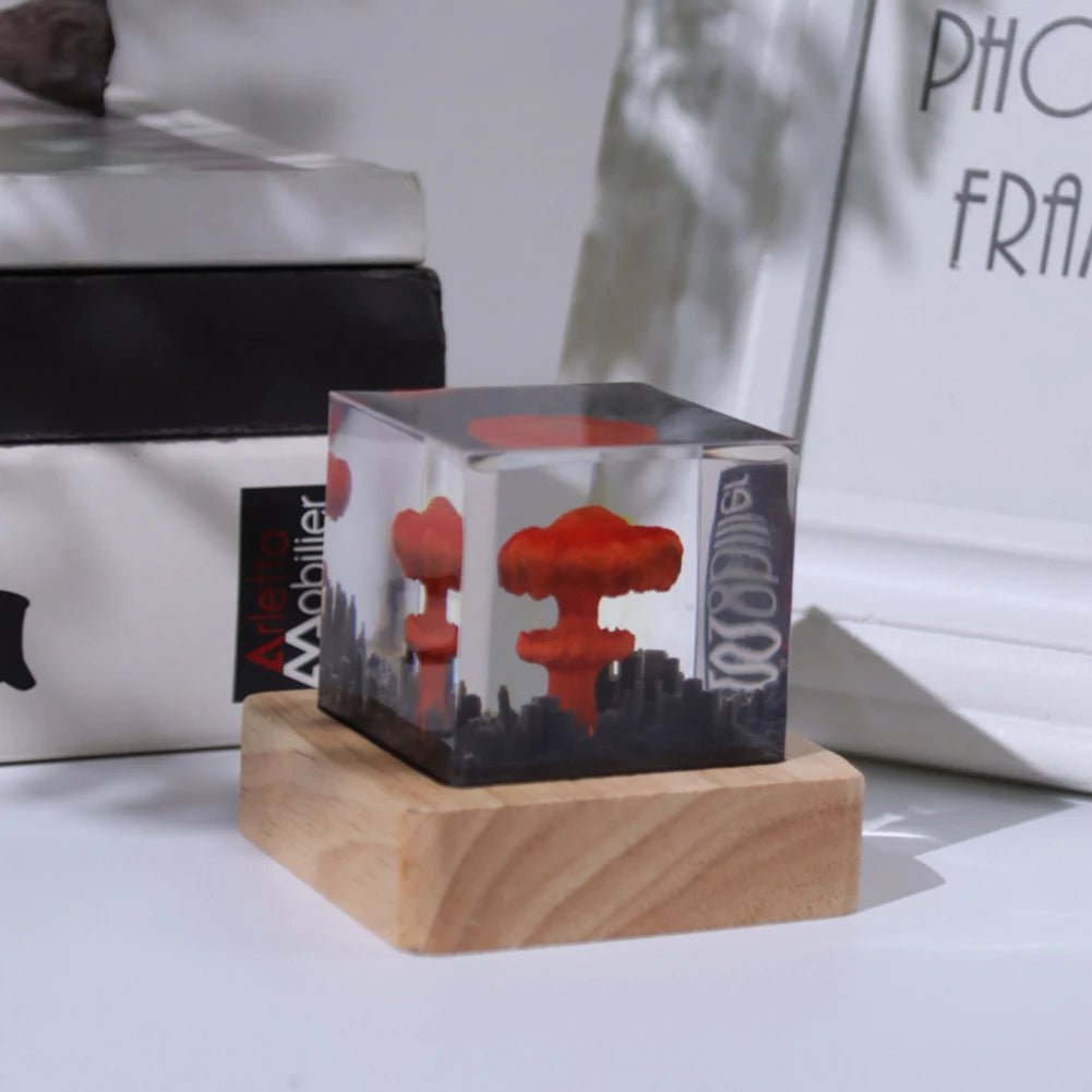 Nuclear Explosion Mushroom Cloud Lamp Resin USB Charging Nuclear Bomb Model Atmosphere Lamp for Home Living Room Decor - H. home supplies