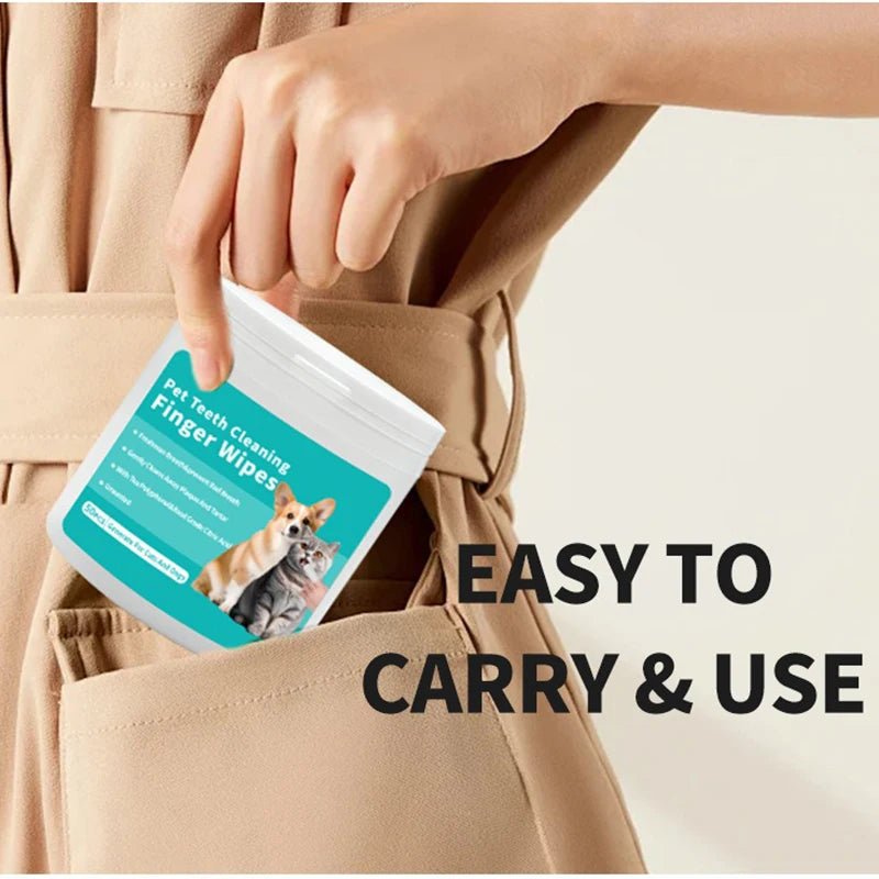 Pet cleaning products Disposable finger toothbrush Pet teeth cleaning finger covers wet wipes Dog and cat oral cleaning - H. home supplies