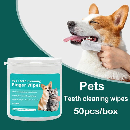 Pet cleaning products Disposable finger toothbrush Pet teeth cleaning finger covers wet wipes Dog and cat oral cleaning - H. home supplies