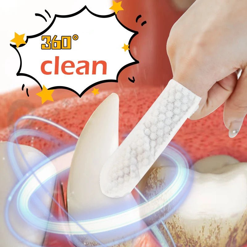Pet cleaning products Disposable finger toothbrush Pet teeth cleaning finger covers wet wipes Dog and cat oral cleaning - H. home supplies
