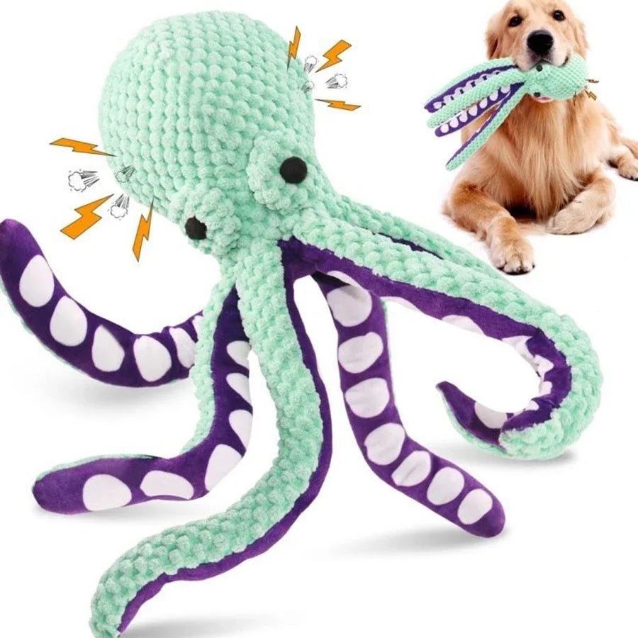 Pet plush octopus toy interactive sound anti - demolition home large and small dog boredom companion dog toy - H. home supplies