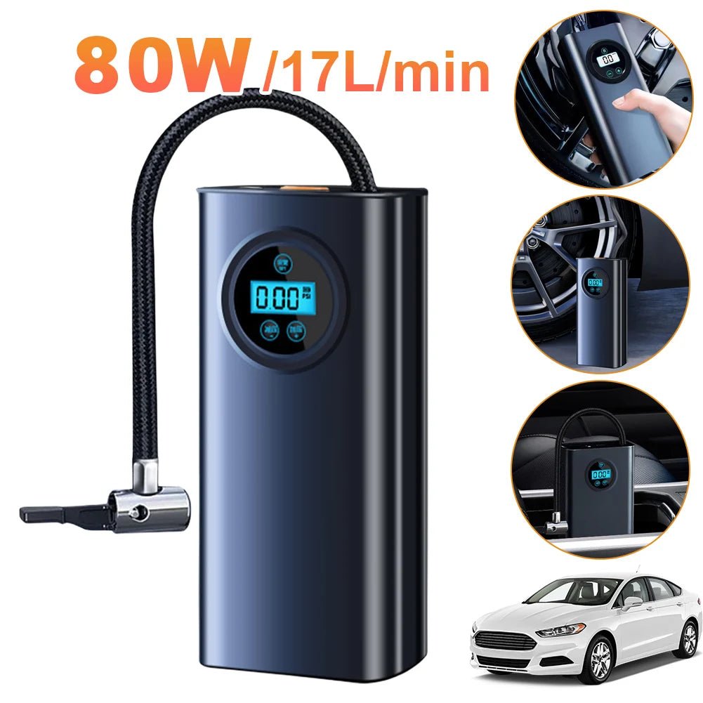 Portable Car Air Pump Electric Inflator Compressor Tire Inflator Pump Wireless Intelligent Digital Display Tire Gases Machines - H. home supplies