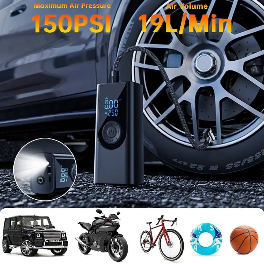 Portable Car Air Pump Electric Inflator Compressor Tire Inflator Pump Wireless Intelligent Digital Display Tire Gases Machines - H. home supplies