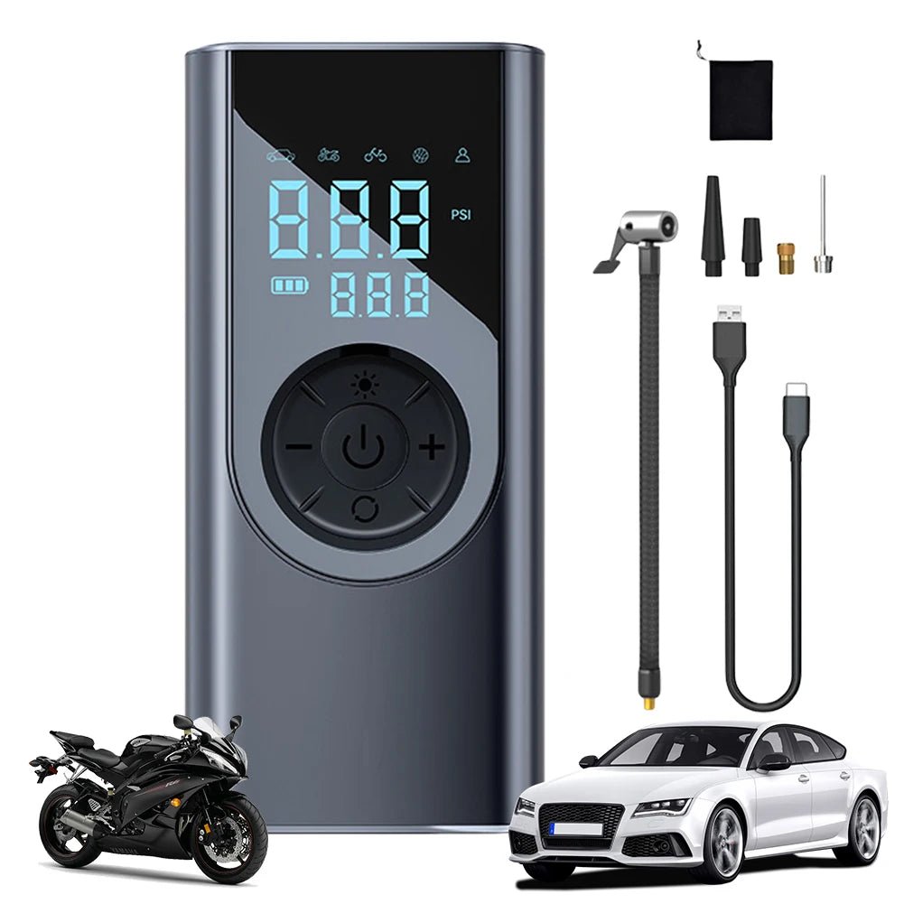 Portable Car Air Pump Electric Inflator Compressor Tire Inflator Pump Wireless Intelligent Digital Display Tire Gases Machines - H. home supplies