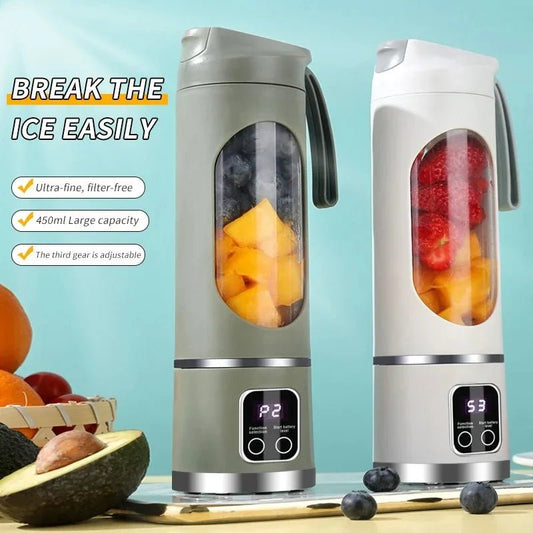 Portable Electric Juicer 450ml Juice Blenders USB Recharable Mini Fruit Mixer Wireless Juicer Bottle Fresh Juice Extractor - H. home supplies