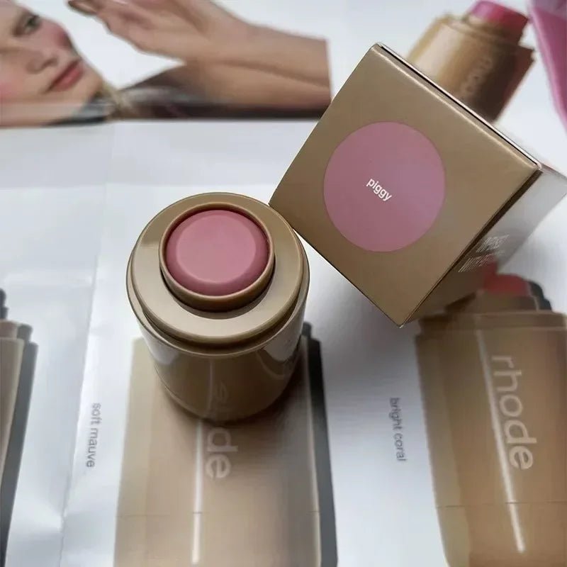 Rhod Pocket Blush LIP Stick Lip And Cheek Hydrating Stick Natural Rouge Powder Blush Cream Lipstick Cheek Easy To Apply Color - H. home supplies