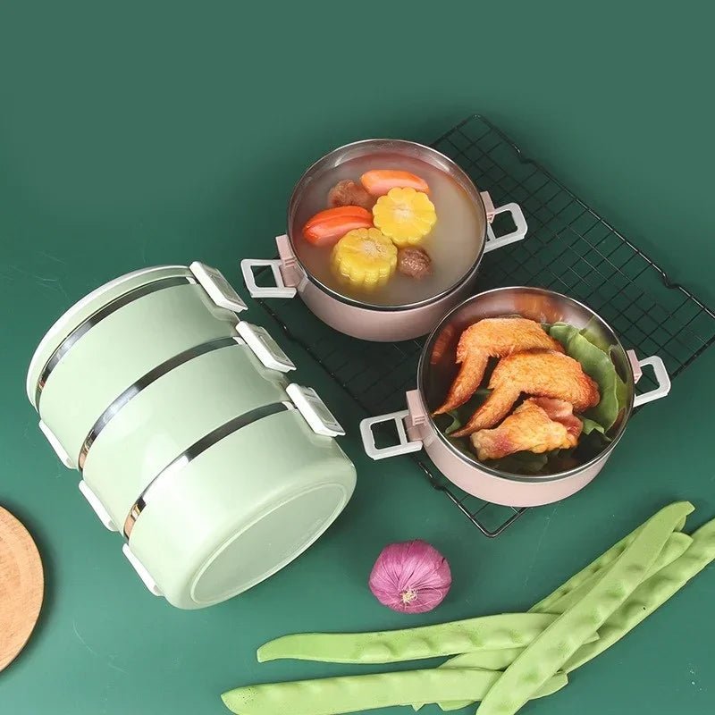 Stainless Steel Lunch Box Thermal Bento Box Multi - Purpose Leakproof Portable Office School Picnic Salad Food Container - H. home supplies