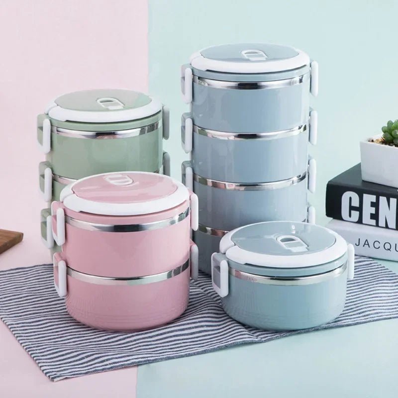 Stainless Steel Lunch Box Thermal Bento Box Multi - Purpose Leakproof Portable Office School Picnic Salad Food Container - H. home supplies