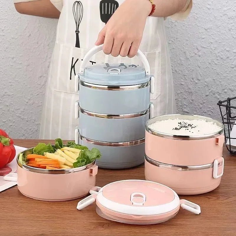 Stainless Steel Lunch Box Thermal Bento Box Multi - Purpose Leakproof Portable Office School Picnic Salad Food Container - H. home supplies