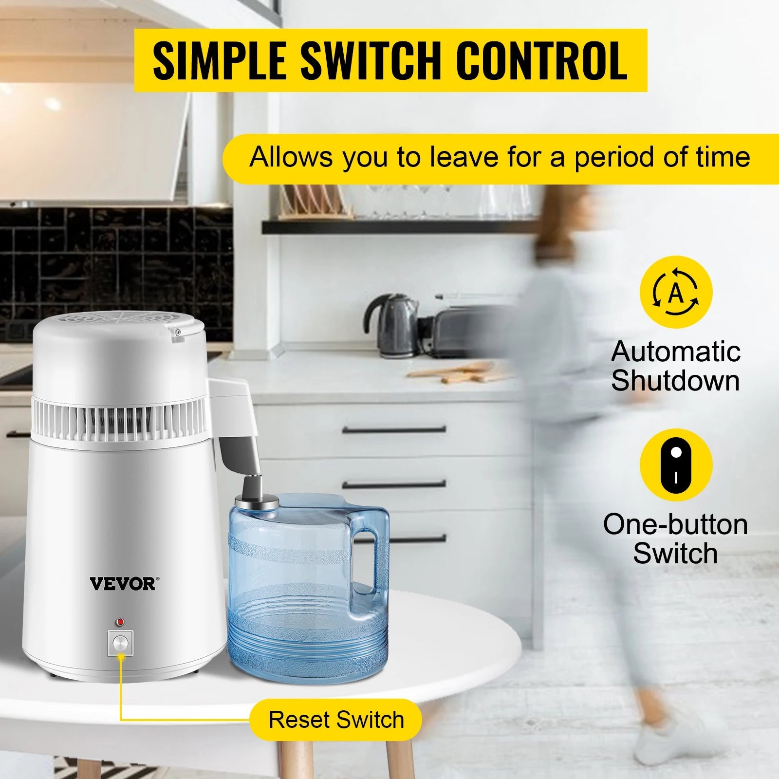 SucceBuy 4L Water Distiller Purifier Filter Dispenser Heating Drinking Bottle Softener Stainless Steel Home Appliance for Offic - H. home supplies