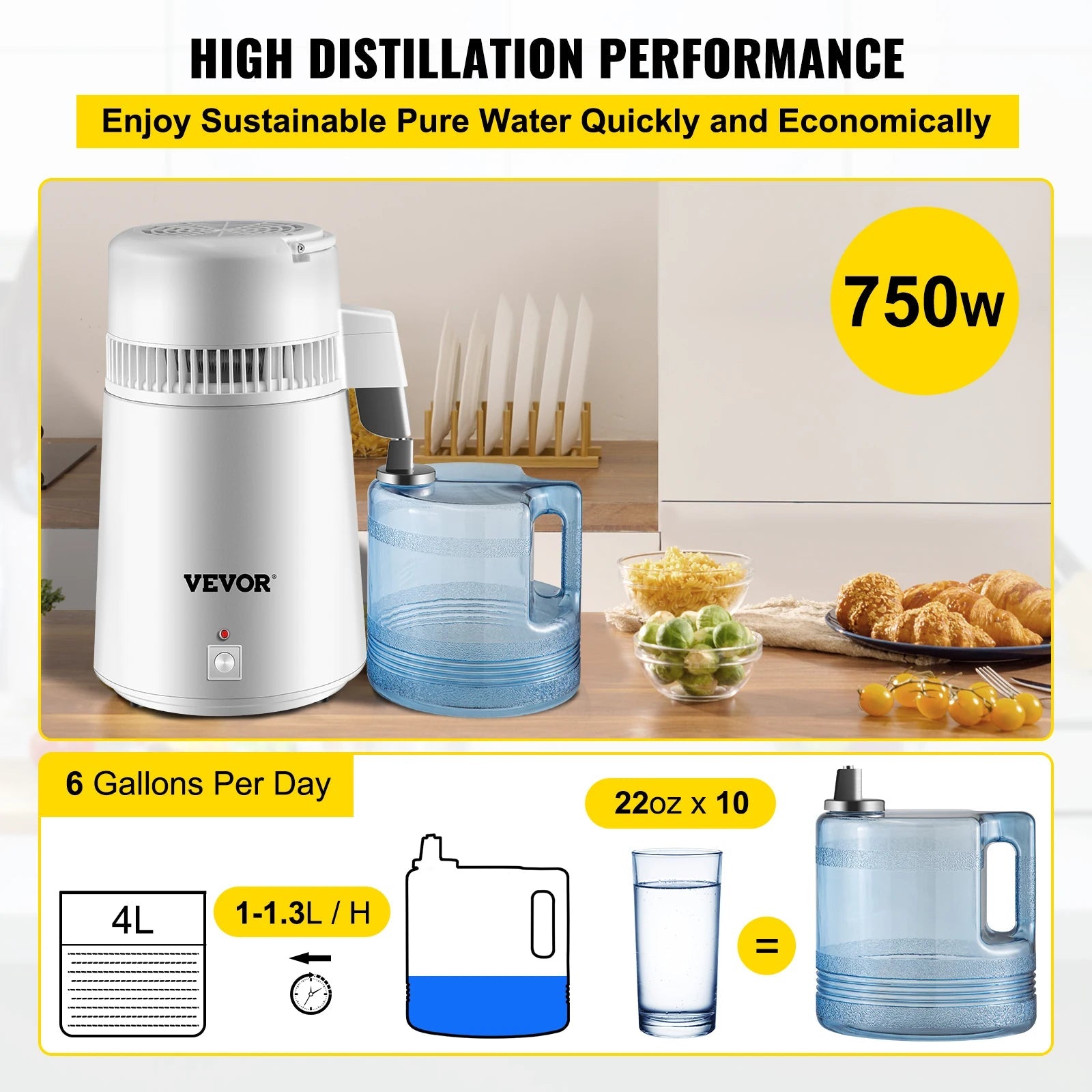 SucceBuy 4L Water Distiller Purifier Filter Dispenser Heating Drinking Bottle Softener Stainless Steel Home Appliance for Offic - H. home supplies