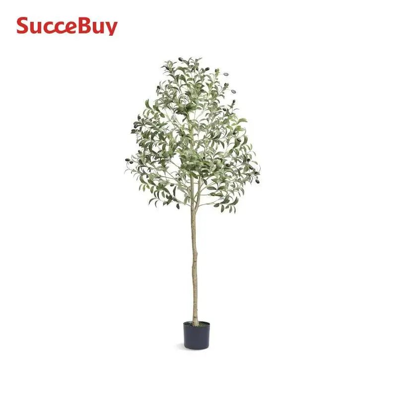 SucceBuy Artificial Olive Tree 4/5/6FT Tall Faux Plant Secure PE Material Anti - Tip Tilt Protection Low - Maintenance Tree for Home - H. home supplies