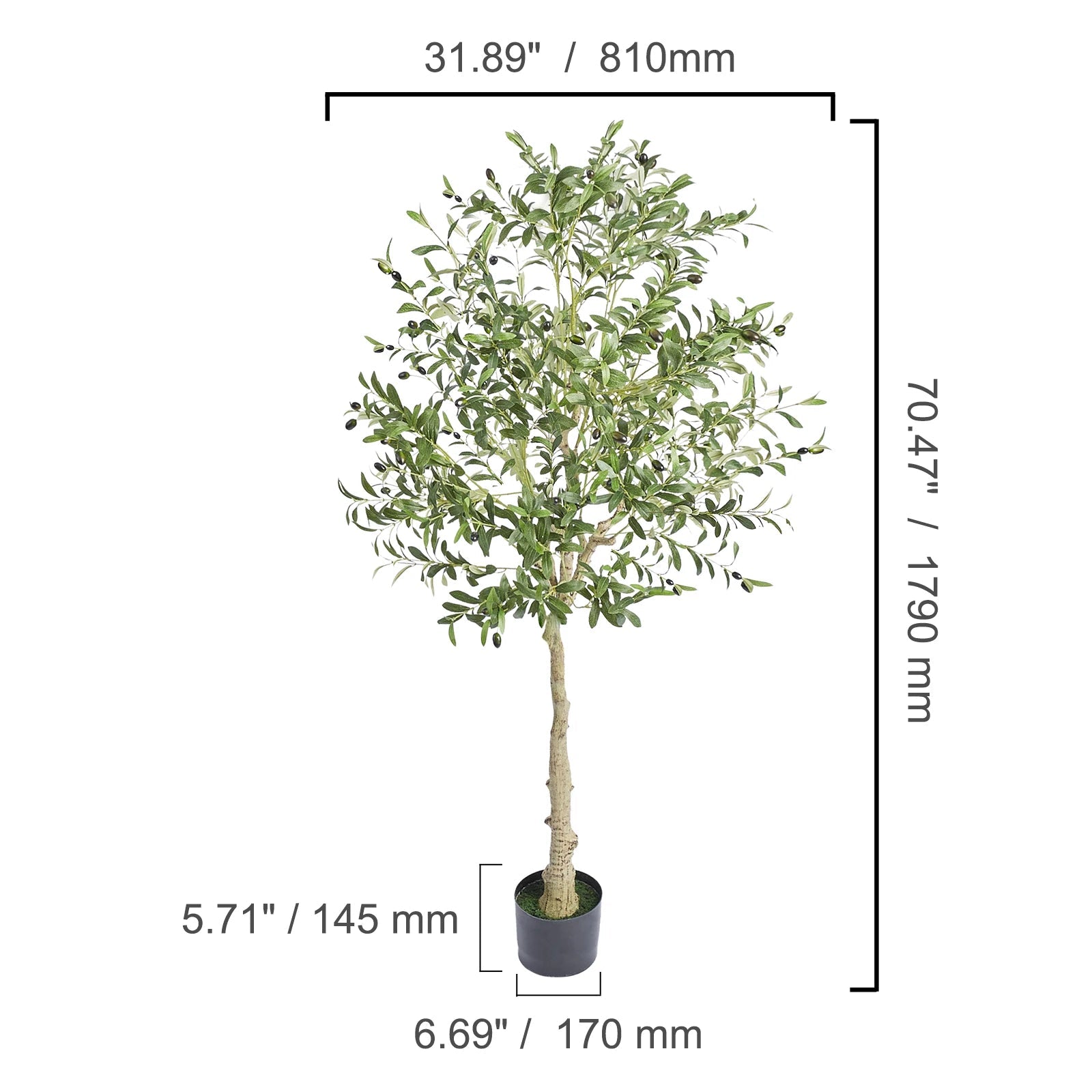 SucceBuy Artificial Olive Tree 4/5/6FT Tall Faux Plant Secure PE Material Anti - Tip Tilt Protection Low - Maintenance Tree for Home - H. home supplies