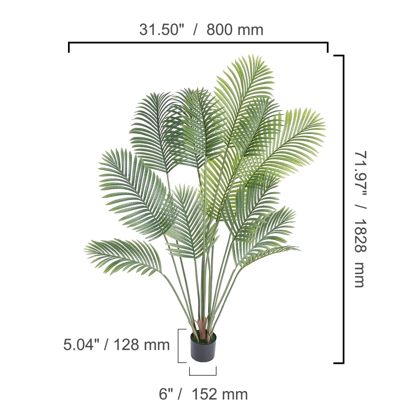 SucceBuy Artificial Palm Tree 4/5/6 FT Tall Faux Plant Secure PE Material & Anti - Tip Tilt Protection Low - Maintenance Plant - H. home supplies