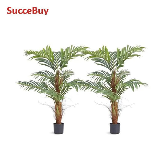 SucceBuy Artificial Palm Tree 4/5/6 FT Tall Faux Plant Secure PE Material & Anti - Tip Tilt Protection Low - Maintenance Plant - H. home supplies