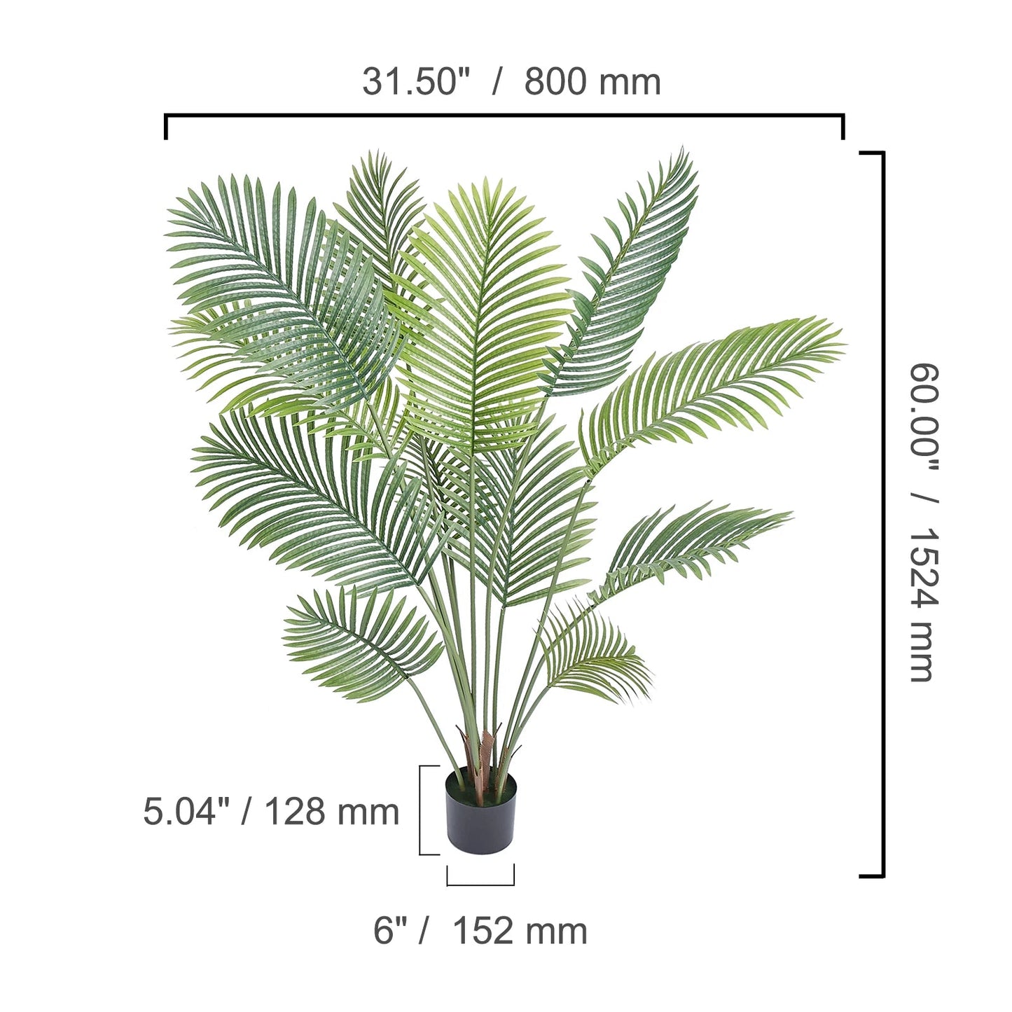 SucceBuy Artificial Palm Tree 4/5/6 FT Tall Faux Plant Secure PE Material & Anti - Tip Tilt Protection Low - Maintenance Plant - H. home supplies