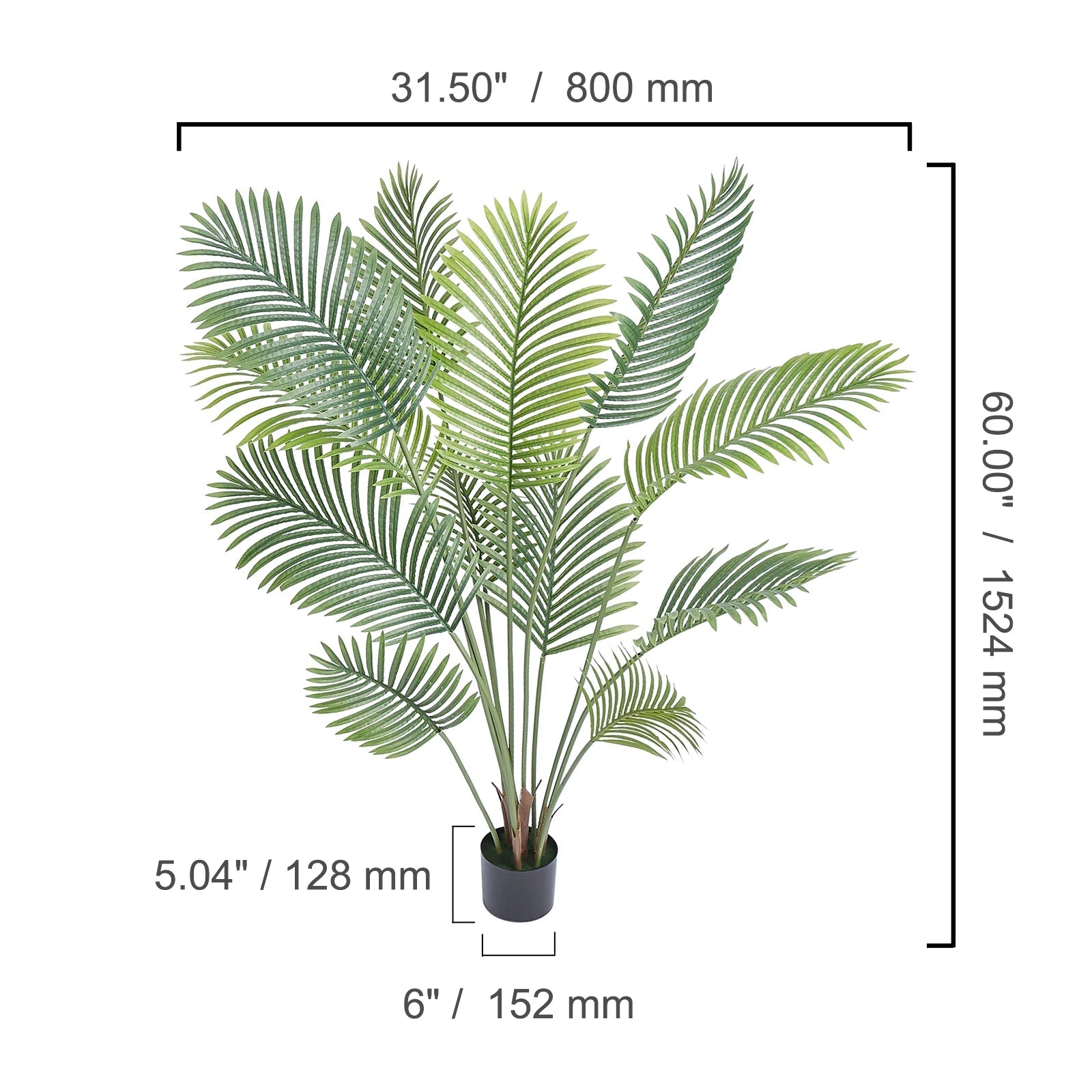 SucceBuy Artificial Palm Tree 4/5/6 FT Tall Faux Plant Secure PE Material & Anti - Tip Tilt Protection Low - Maintenance Plant - H. home supplies