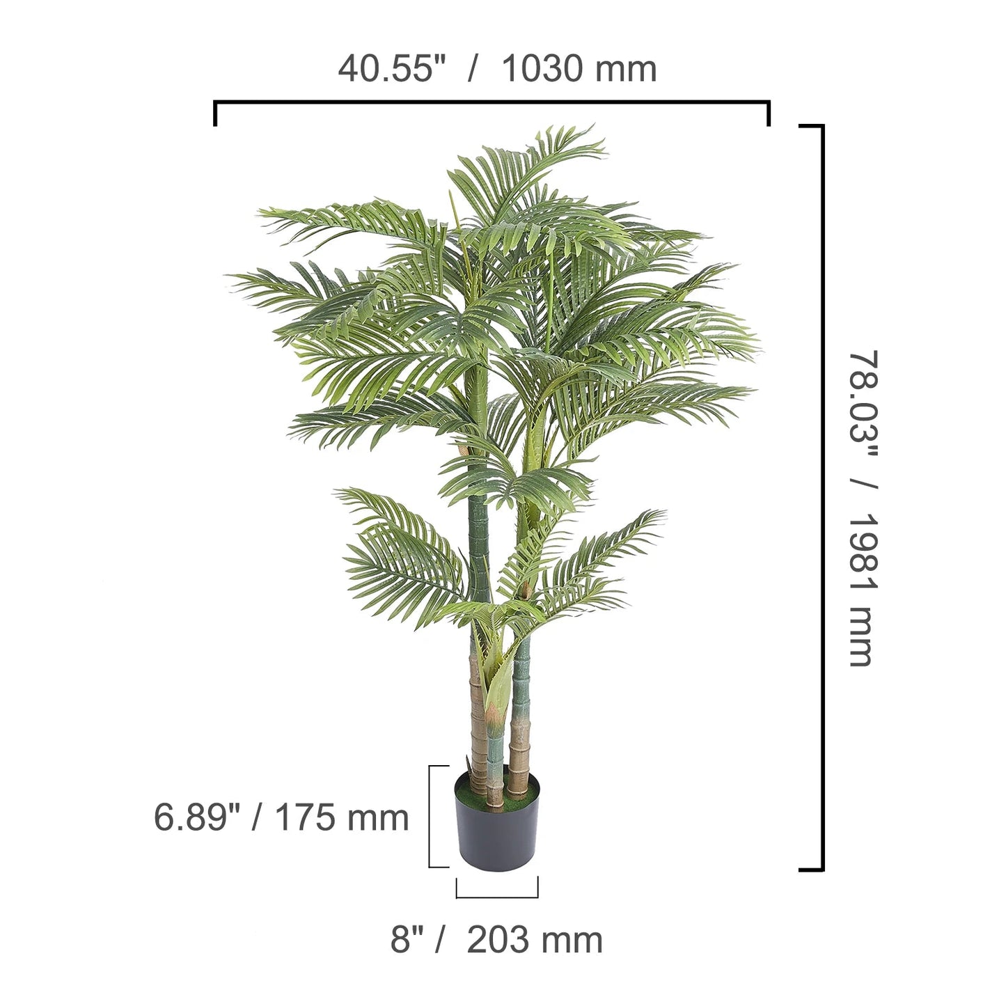 SucceBuy Artificial Palm Tree 4/5/6 FT Tall Faux Plant Secure PE Material & Anti - Tip Tilt Protection Low - Maintenance Plant - H. home supplies
