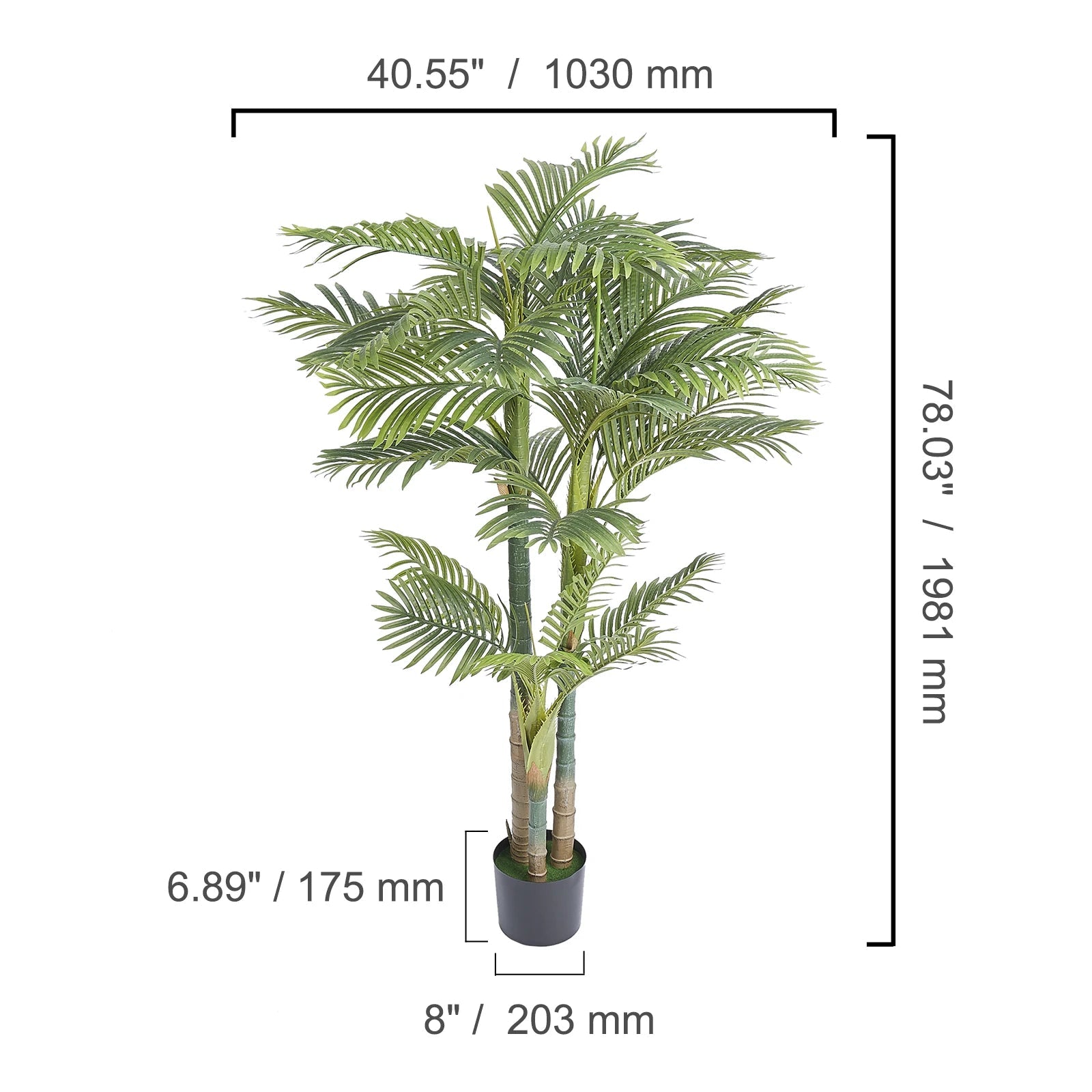 SucceBuy Artificial Palm Tree 4/5/6 FT Tall Faux Plant Secure PE Material & Anti - Tip Tilt Protection Low - Maintenance Plant - H. home supplies