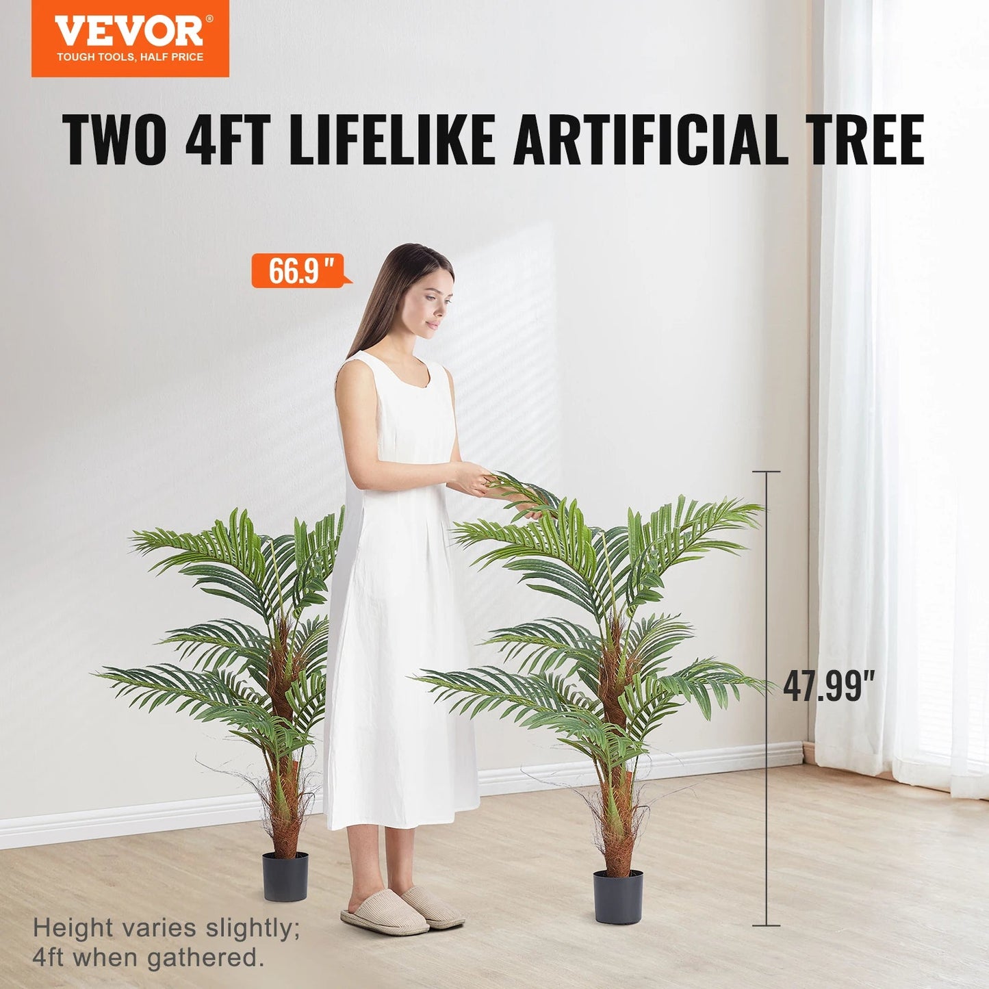 SucceBuy Artificial Palm Tree 4/5/6 FT Tall Faux Plant Secure PE Material & Anti - Tip Tilt Protection Low - Maintenance Plant - H. home supplies