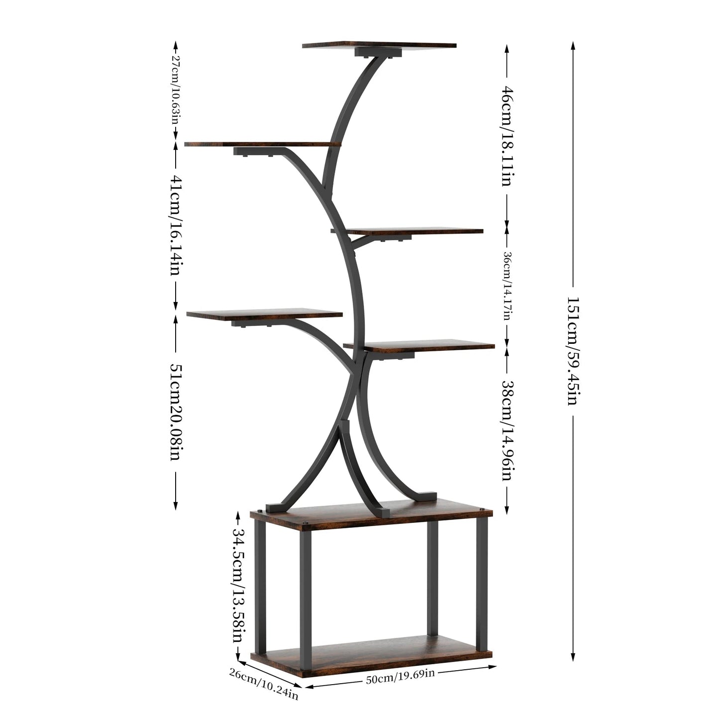 Tree - Shaped Industrial Plant Stand Display Rack Corner Flower Holder Multiple Shelves Organizer Shelves - H. home supplies