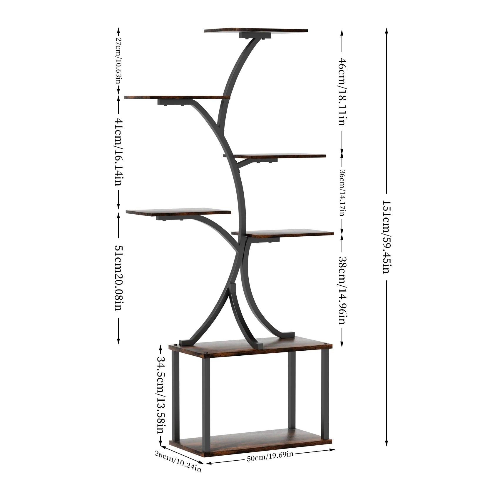 Tree - Shaped Industrial Plant Stand Display Rack Corner Flower Holder Multiple Shelves Organizer Shelves - H. home supplies