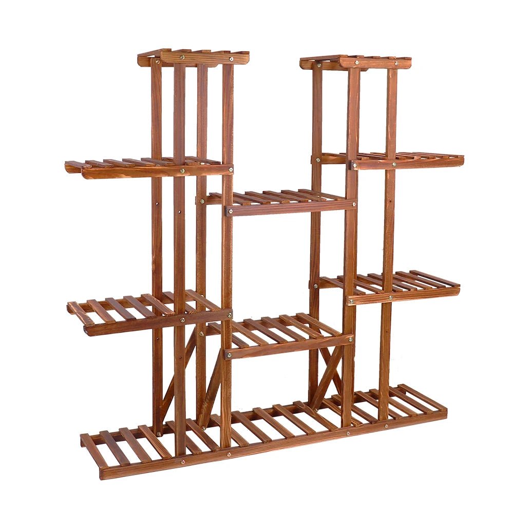 UNHO Multi - Tier Plant Stand, 46in Height Wood Flower Rack Holder 16 Potted Display Storage Shelves Indoor Outdoor for Patio Gard - H. home supplies