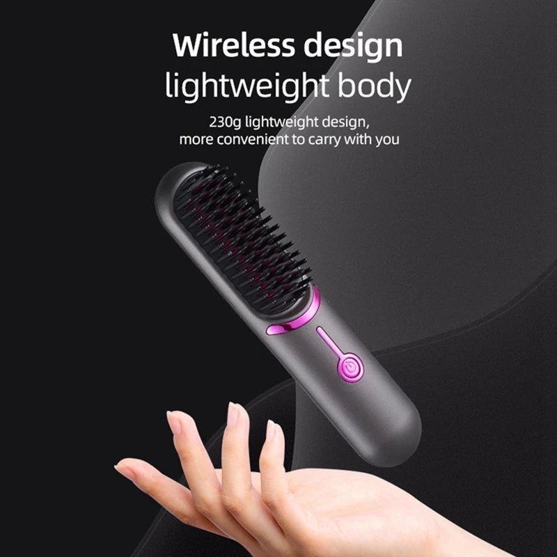 Wireless Hair Straightener Brush Straightener Brush Third Gear Adjustable Hair Curler Portable Heating Comb - H. home supplies
