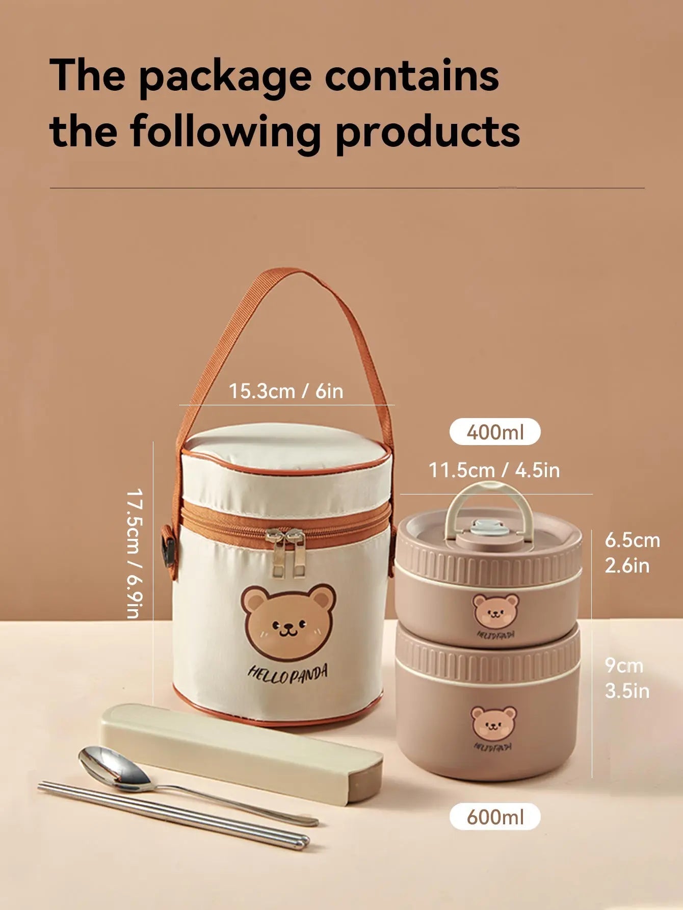 WORTHBUY Cute Bear 304 Stainless Steel Thermal Lunch Box For Kids Adults Portable Microwave Bento Box Leak Proof Food Container - H. home supplies