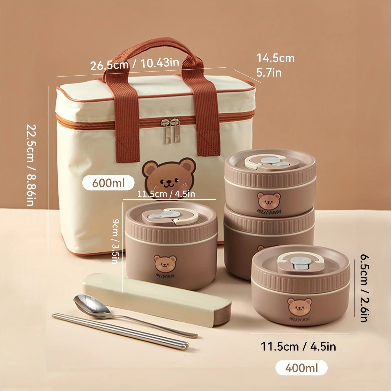 WORTHBUY Cute Bear 304 Stainless Steel Thermal Lunch Box For Kids Adults Portable Microwave Bento Box Leak Proof Food Container - H. home supplies